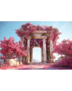 Fabric Photography Background Greek Arch with Flowers / Backdrop 3622