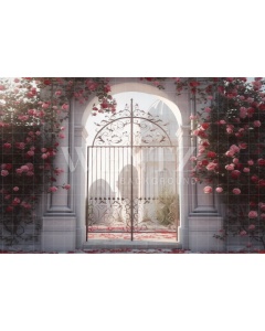 Fabric Photography Background Vertical Floral Gate / Backdrop 3627