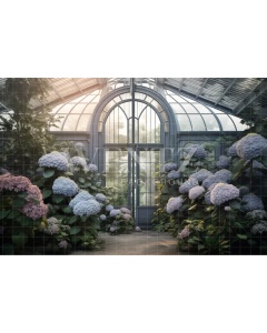 Fabric Photography Background Blue Hydrangea Greenhouse / Backdrop 3632