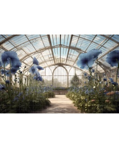 Fabric Photography Background Blue Poppies Greenhouse / Backdrop 3633