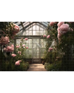 Fabric Photography Background Pink Peonies Greenhouse / Backdrop 3638