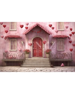 Fabric Photography Background Pink House / Backdrop 3642