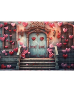 Fabric Photography Background Facade with Hearts / Backdrop 3644