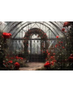 Fabric Photography Background Red Roses Greenhouse / Backdrop 3654