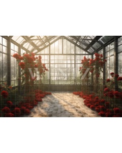 Fabric Photography Background Red Roses Greenhouse / Backdrop 3655