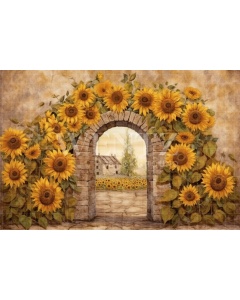 Fabric Photography Background Arch with Sunflowers / Backdrop 3657