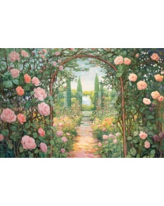 Fabric Photography Background Entrance to the Rose Garden / Backdrop 3658