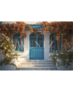 Fabric Photography Background Greek House Facade / Backdrop 3663