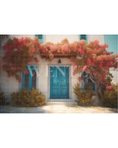 Fabric Photography Background Greek House Facade / Backdrop 3664