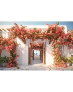 Fabric Photography Background Greek House Facade / Backdrop 3665