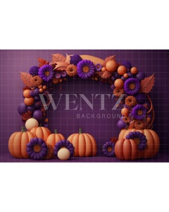 Fabric Photography Background Cake Smash Pumpkins and Flowers / Backdrop 3697