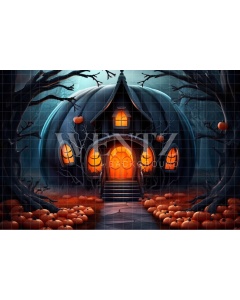 Fabric Photography Background Pumpkin House / Backdrop 3744