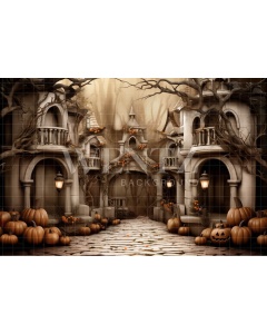 Fabric Photography Background Haunted Village / Backdrop 3746