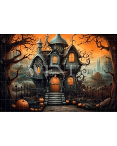 Fabric Photography Background Haunted House / Backdrop 3758