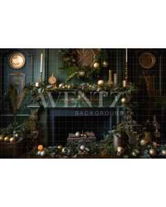 Fabric Photography Background Christmas Set with Fireplace / Backdrop 3839