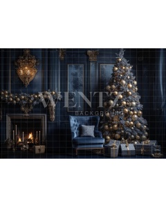 Fabric Photography Background Christmas Set with Fireplace / Backdrop 3877