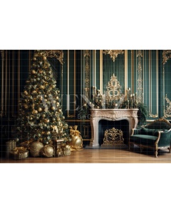 Fabric Photography Background Christmas Set with Fireplace / Backdrop 3937