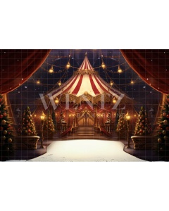 Fabric Photography Background Christmas Circus / Backdrop 4073