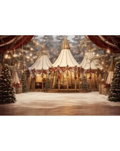 Fabric Photography Background Christmas Circus / Backdrop 4075