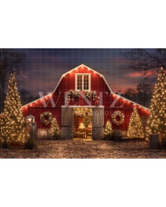 Fabric Photography Background Christmas Barn / Backdrop 4077