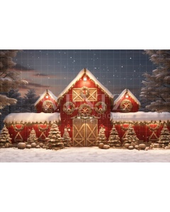 Fabric Photography Background Christmas Barn / Backdrop 4078