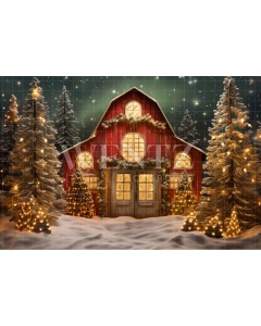 Fabric Photography Background Christmas Barn / Backdrop 4079