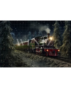 Fabric Photography Background Christmas Express Train / Backdrop 4080