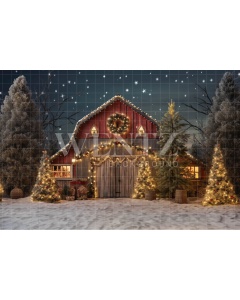 Fabric Photography Background Christmas Barn / Backdrop 4127