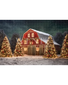 Fabric Photography Background Christmas Barn / Backdrop 4128