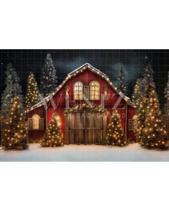 Fabric Photography Background Christmas Barn / Backdrop 4129