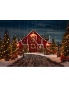 Fabric Photography Background Christmas Barn / Backdrop 4130