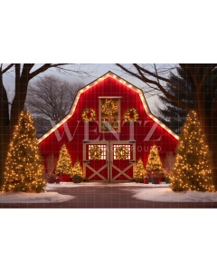 Fabric Photography Background Christmas Barn / Backdrop 4140