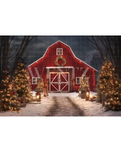 Fabric Photography Background Christmas Barn / Backdrop 4141