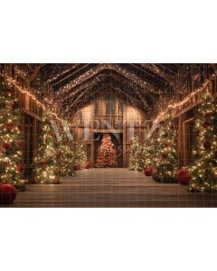 Fabric Photography Background Christmas Barn / Backdrop 4154