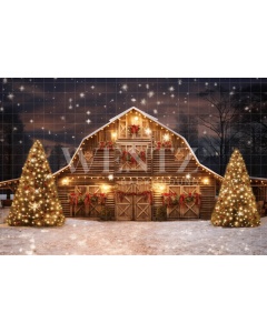 Fabric Photography Background Christmas Barn / Backdrop 4155