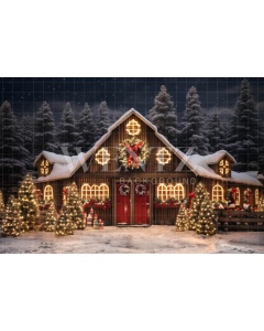 Fabric Photography Background Christmas Barn / Backdrop 4156