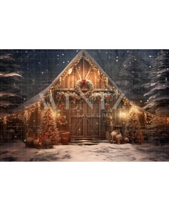 Fabric Photography Background Christmas Barn / Backdrop 4157