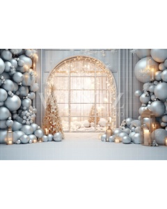 Fabric Photography Background Christmas Set with Window / Backdrop 4175