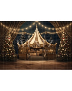 Fabric Photography Background Christmas Circus / Backdrop 4178