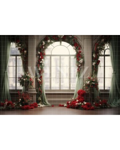 Fabric Photography Background Floral Christmas Room / Backdrop 4182