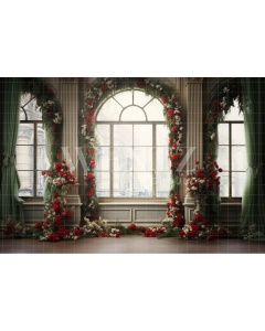 Fabric Photography Background Floral Christmas Room / Backdrop 4183