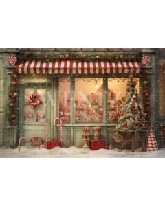 Fabric Photography Background Christmas Candy Shop / Backdrop 4199