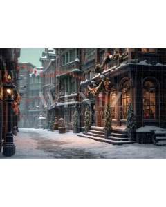 Fabric Photography Background Christmas Village / Backdrop 4204