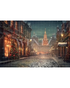 Fabric Photography Background Christmas Village / Backdrop 4205