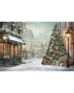 Fabric Photography Background Christmas Village / Backdrop 4206