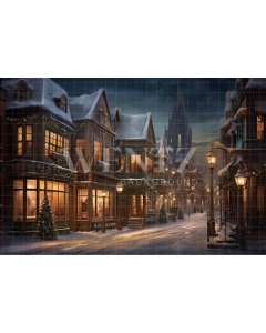 Fabric Photography Background Christmas Village / Backdrop 4207