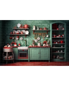 Fabric Photography Background Christmas Kitchen / Backdrop 4214