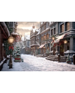 Fabric Photography Background Christmas Village / Backdrop 4216