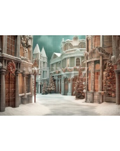 Fabric Photography Background Christmas Village / Backdrop 4218