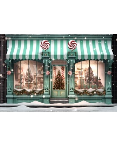 Fabric Photography Background Christmas Candy Store / Backdrop 4225